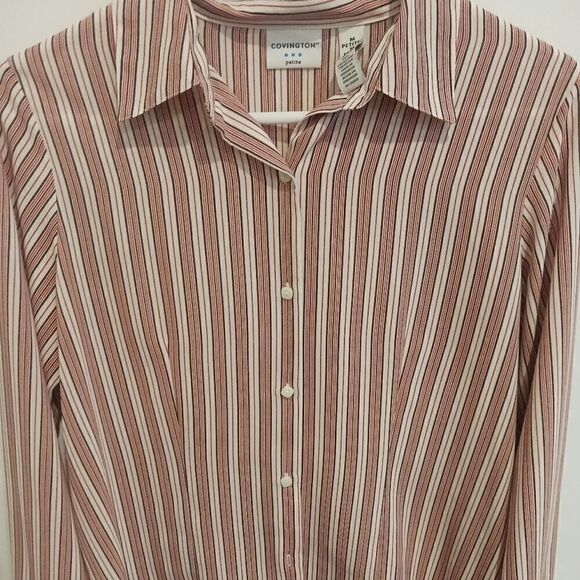 3 for $26 - COVINGTON Striped Button Up Woman's Blouse - Picture 6 of 7